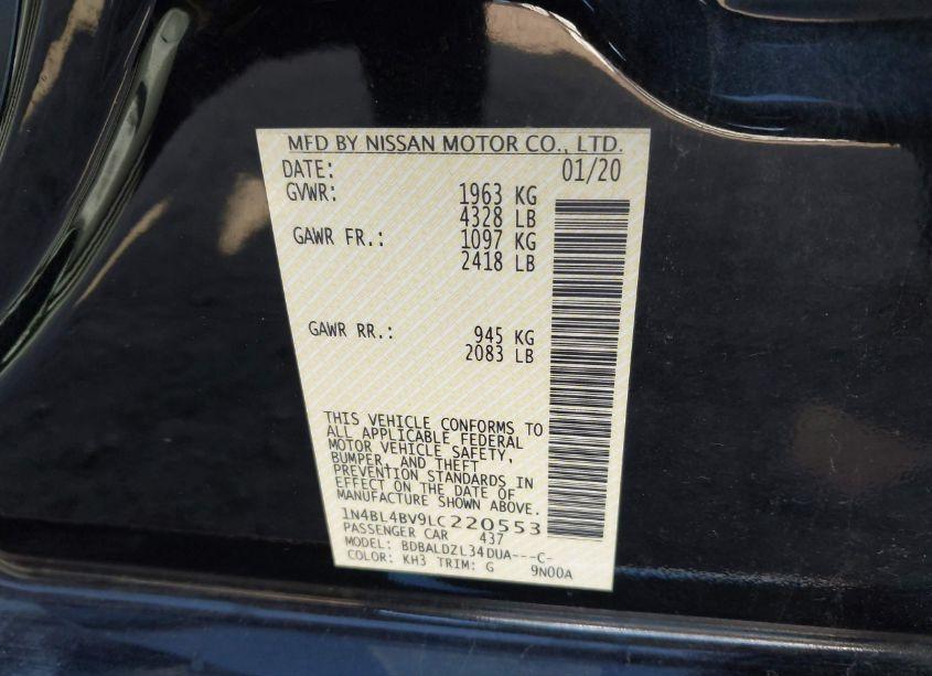 Photo 9 of 2020 Nissan Altima S FWD (VIN 1N4BL4BV9LC220553)