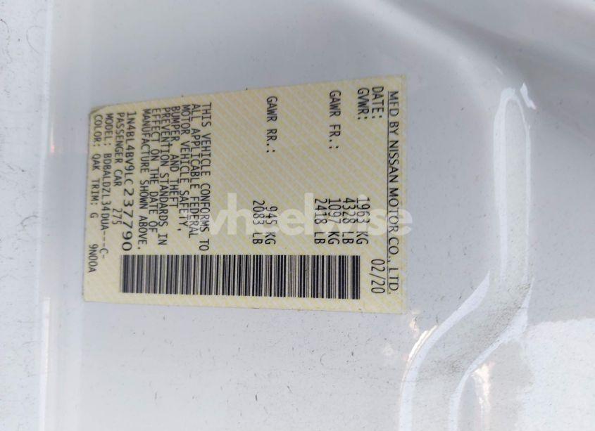 Photo 9 of 2020 Nissan Altima S FWD (VIN 1N4BL4BV9LC237790)