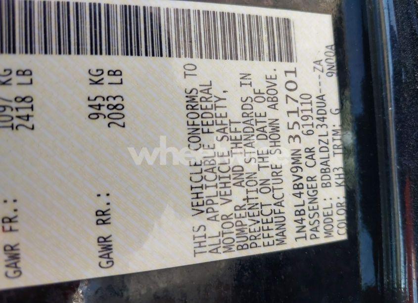 Photo 9 of 2021 Nissan Altima S FWD (VIN 1N4BL4BV9MN351701)