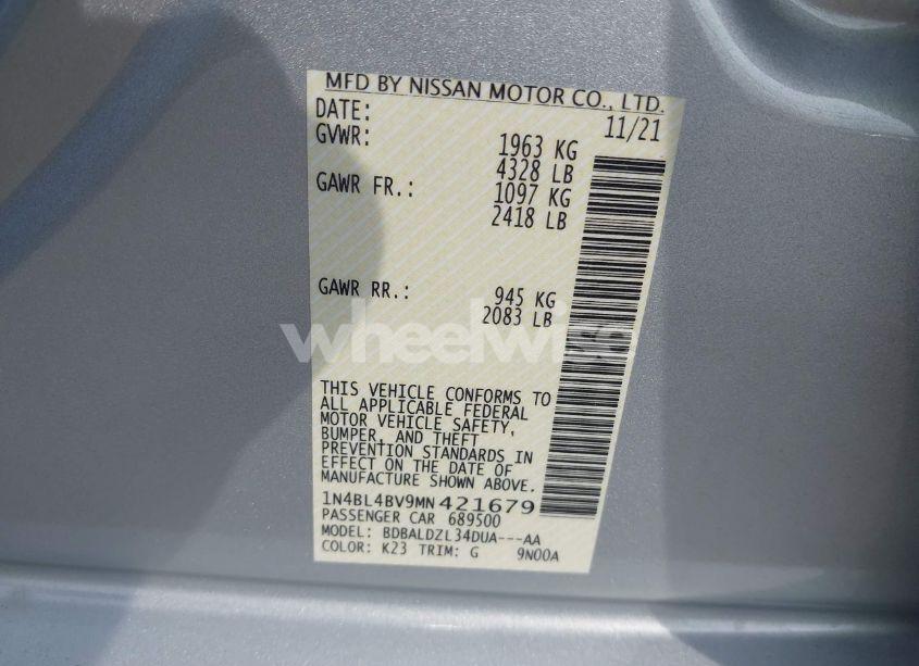 Photo 9 of 2021 Nissan Altima S FWD (VIN 1N4BL4BV9MN421679)