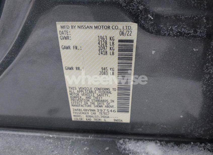 Photo 9 of 2022 Nissan Altima 2.5 S (VIN 1N4BL4BV9NN397546)