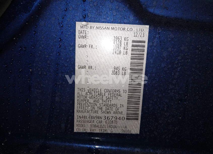 Photo 9 of 2024 Nissan Altima S FWD (VIN 1N4BL4BV9RN367940)