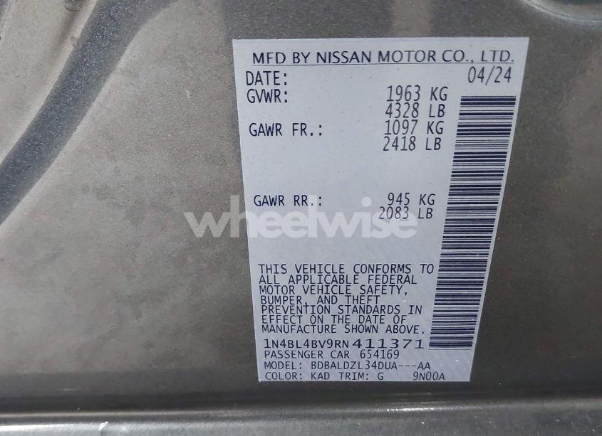 Photo 9 of 2024 Nissan Altima S FWD (VIN 1N4BL4BV9RN411371)