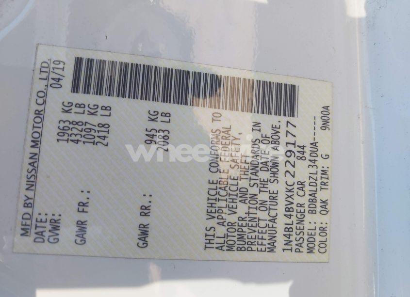 Photo 9 of 2019 Nissan Altima 2.5 S (VIN 1N4BL4BVXKC229177)