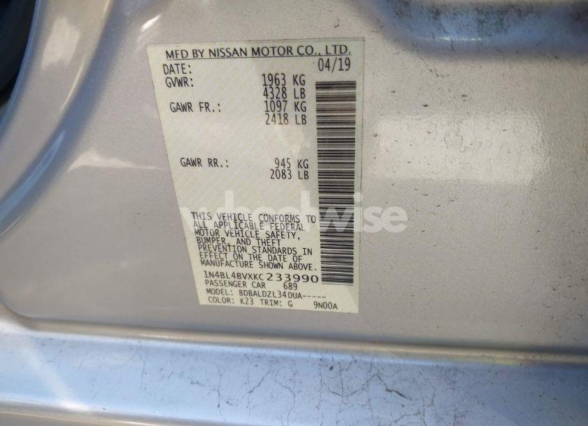 Photo 9 of 2019 Nissan Altima 2.5 S (VIN 1N4BL4BVXKC233990)