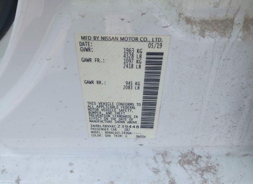 Photo 9 of 2019 Nissan Altima 2.5 S (VIN 1N4BL4BVXKC239448)