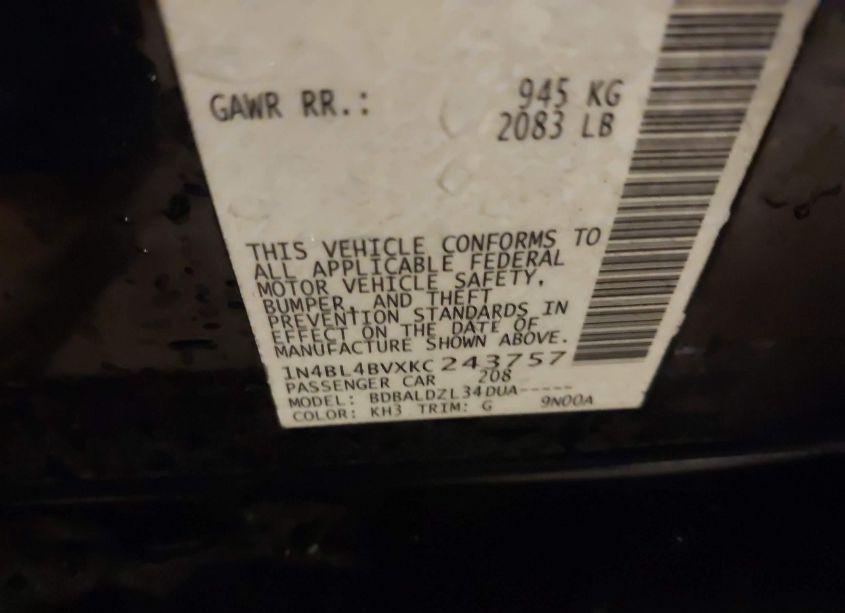 Photo 9 of 2019 Nissan Altima 2.5 S (VIN 1N4BL4BVXKC243757)