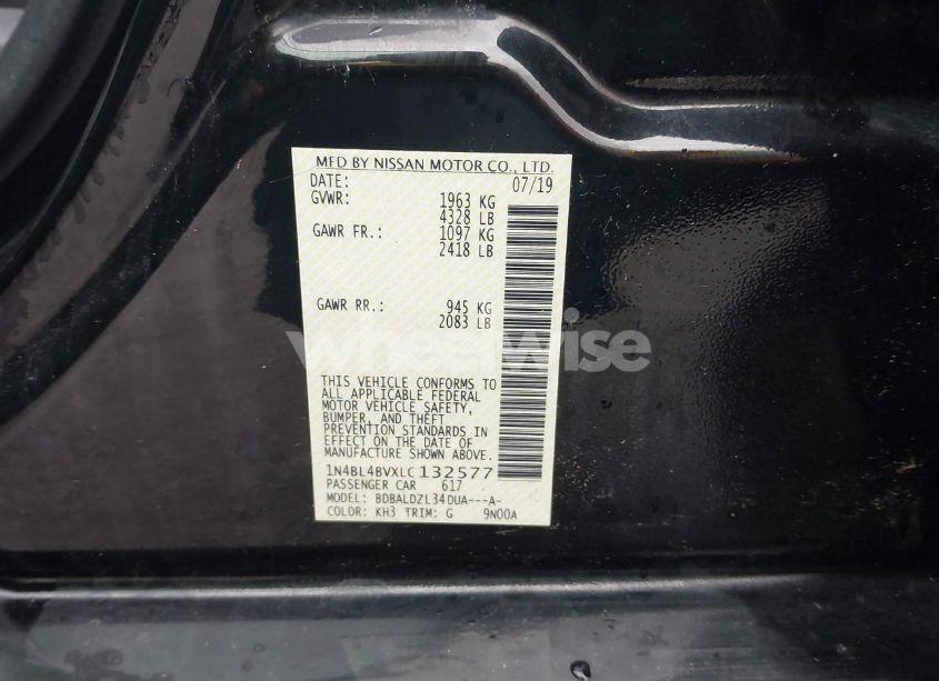 Photo 9 of 2020 Nissan Altima S FWD (VIN 1N4BL4BVXLC132577)