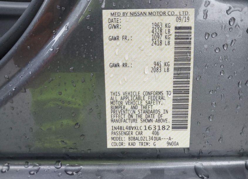 Photo 9 of 2020 Nissan Altima S FWD (VIN 1N4BL4BVXLC163182)