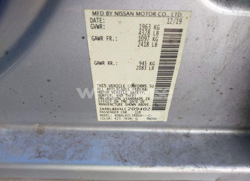 Photo 9 of 2020 Nissan Altima S FWD (VIN 1N4BL4BVXLC209402)