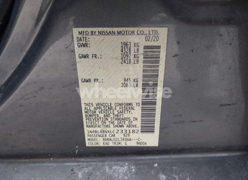 Photo 9 of 2020 Nissan Altima S FWD (VIN 1N4BL4BVXLC233182)