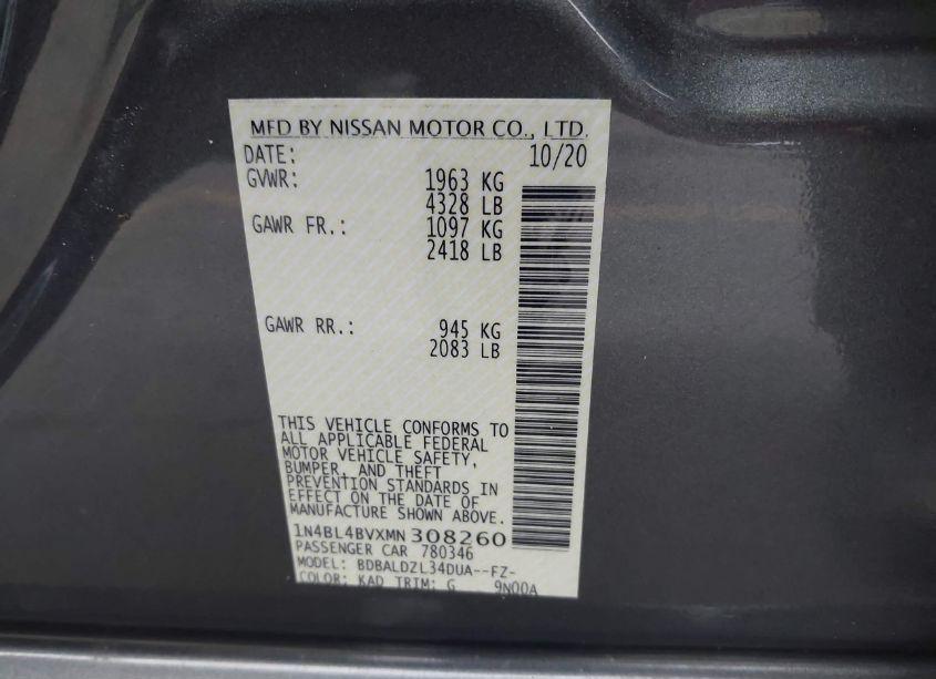 Photo 9 of 2021 Nissan Altima S FWD (VIN 1N4BL4BVXMN308260)