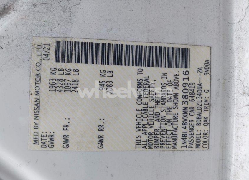 Photo 9 of 2021 Nissan Altima S FWD (VIN 1N4BL4BVXMN380916)