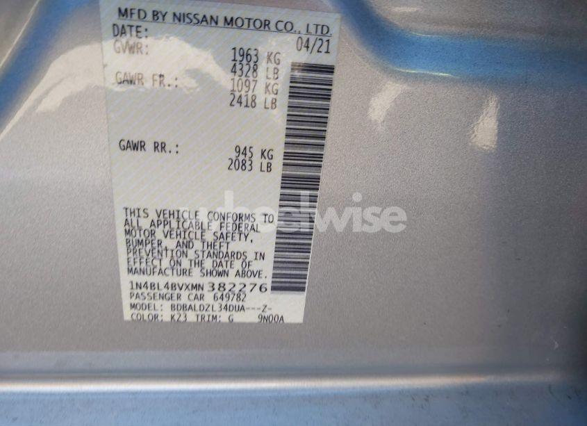 Photo 9 of 2021 Nissan Altima S FWD (VIN 1N4BL4BVXMN382276)
