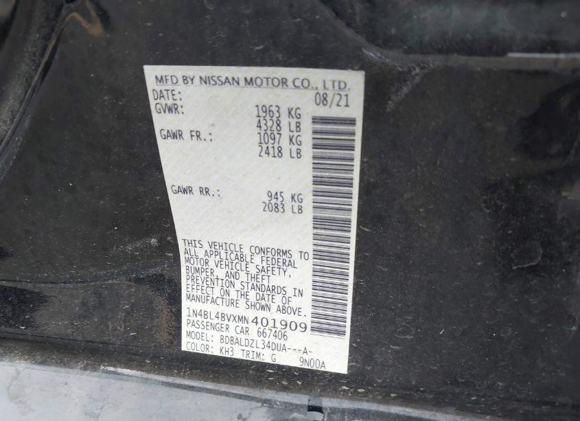 Photo 9 of 2021 Nissan Altima S (VIN 1N4BL4BVXMN401909)