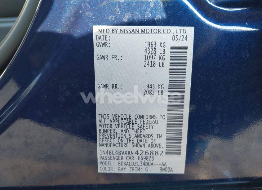 Photo 9 of 2024 Nissan Altima S FWD (VIN 1N4BL4BVXRN426882)