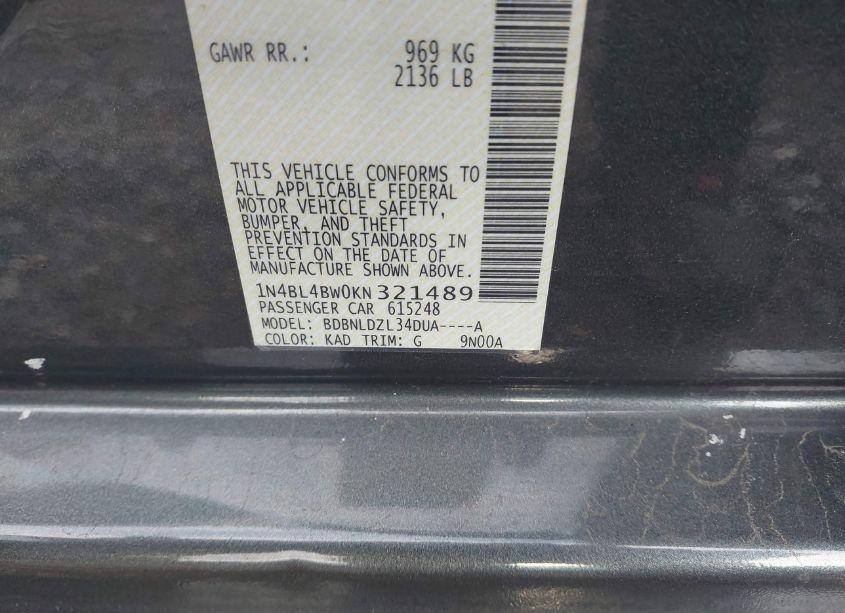 Photo 9 of 2019 Nissan Altima 2.5 S (VIN 1N4BL4BW0KN321489)