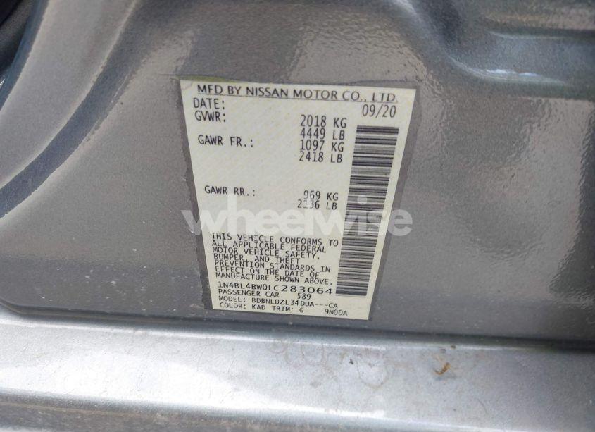 Photo 9 of 2020 Nissan Altima S INTELLIGENT AWD (VIN 1N4BL4BW0LC283064)