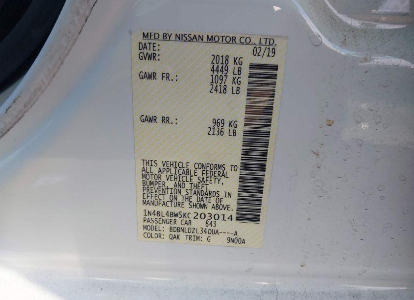 Photo 9 of 2019 Nissan Altima 2.5 S (VIN 1N4BL4BW5KC203014)