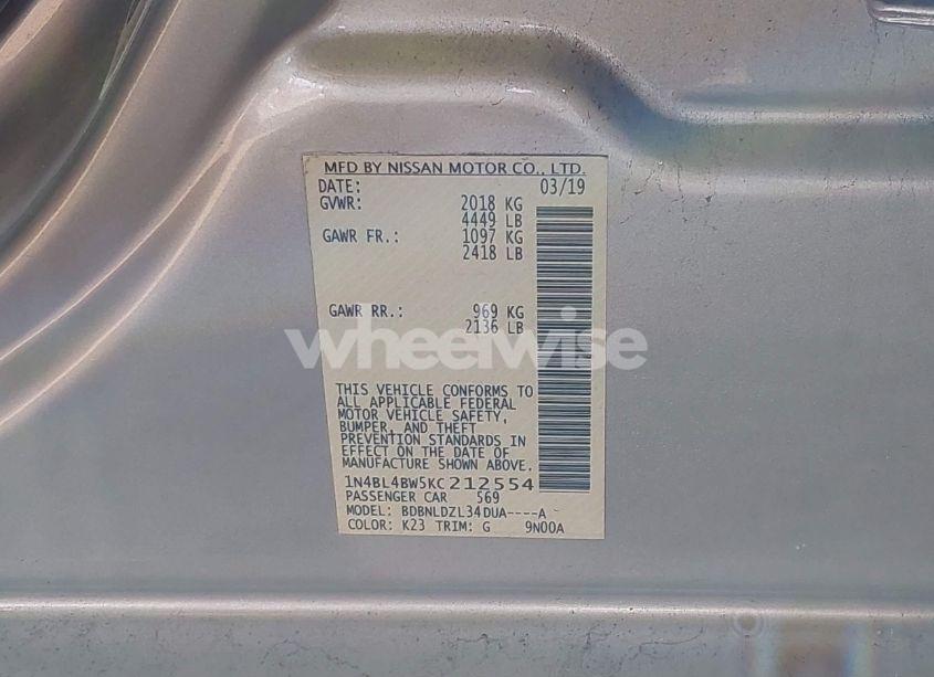 Photo 9 of 2019 Nissan Altima 2.5 S (VIN 1N4BL4BW5KC212554)