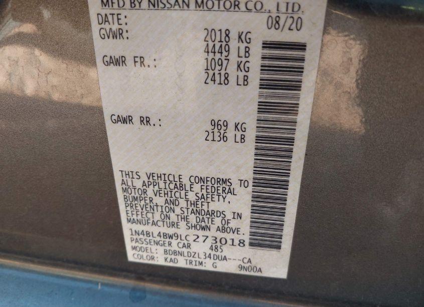 Photo 9 of 2020 Nissan Altima S INTELLIGENT AWD (VIN 1N4BL4BW9LC273018)