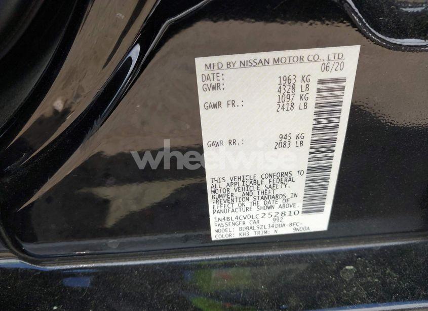 Photo 9 of 2020 Nissan Altima SR FWD (VIN 1N4BL4CV0LC252810)