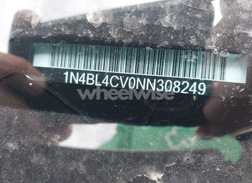 Photo 9 of 2022 Nissan Altima SR FWD (VIN 1N4BL4CV0NN308249)