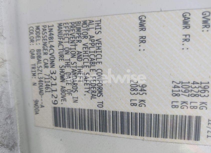 Photo 9 of 2022 Nissan Altima SR FWD (VIN 1N4BL4CV0NN321129)