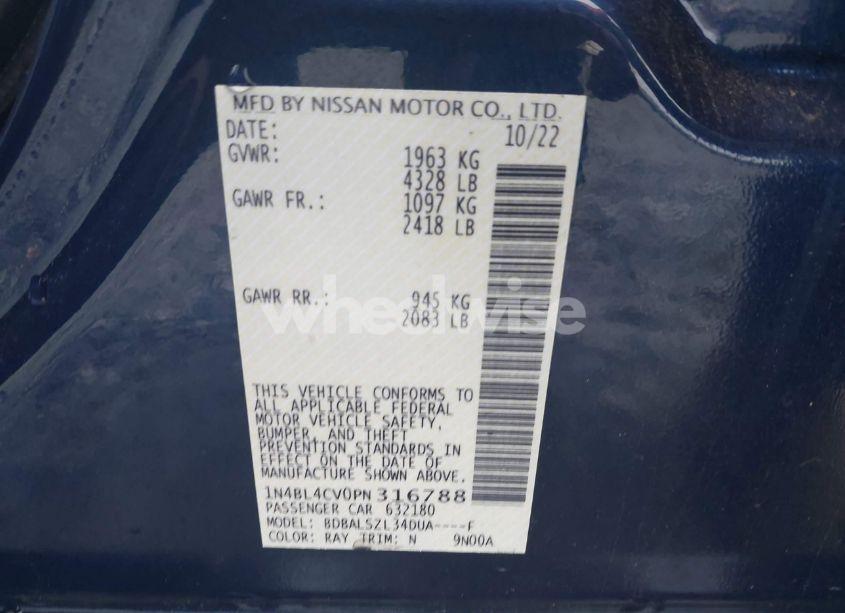 Photo 9 of 2023 Nissan Altima SR FWD (VIN 1N4BL4CV0PN316788)