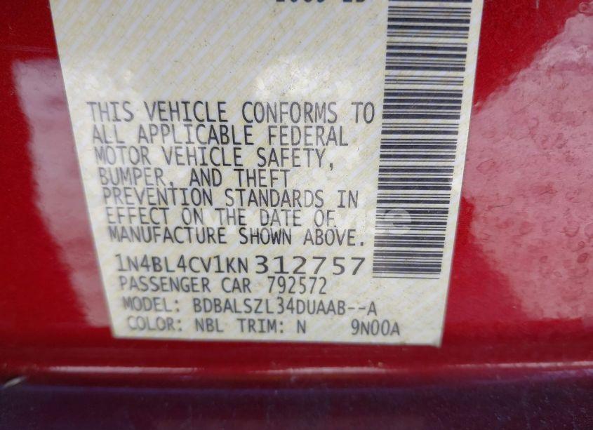 Photo 9 of 2019 Nissan Altima 2.5 SR (VIN 1N4BL4CV1KN312757)