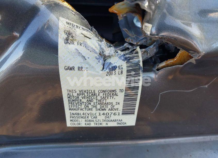 Photo 9 of 2020 Nissan Altima SR FWD (VIN 1N4BL4CV1LC140761)