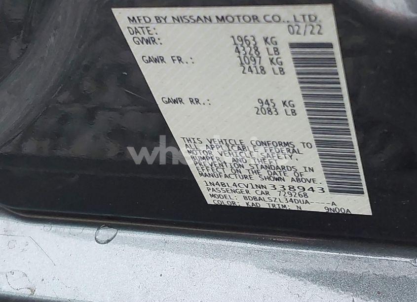 Photo 9 of 2022 Nissan Altima SR FWD (VIN 1N4BL4CV1NN338943)