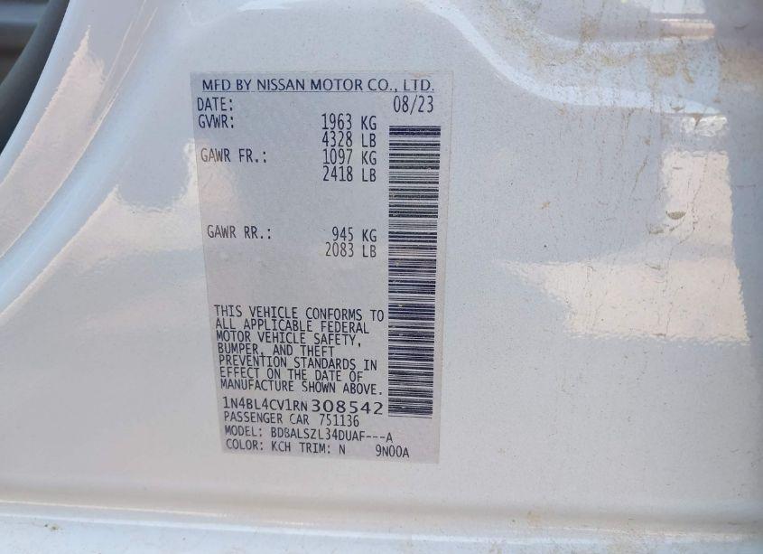 Photo 9 of 2024 Nissan Altima SR FWD (VIN 1N4BL4CV1RN308542)