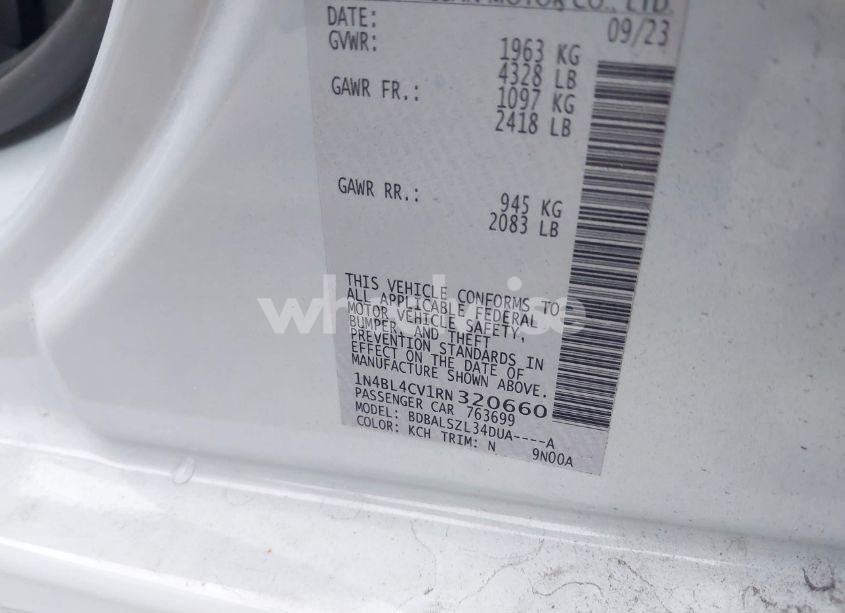 Photo 9 of 2024 Nissan Altima SR FWD (VIN 1N4BL4CV1RN320660)