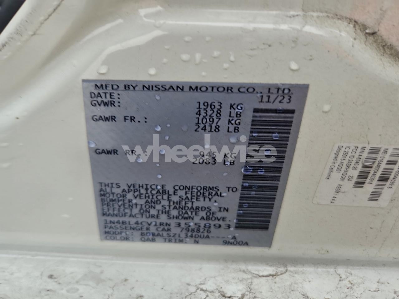 Photo 13 of 2024 NISSAN ALTIMA SR (VIN 1N4BL4CV1RN355893)