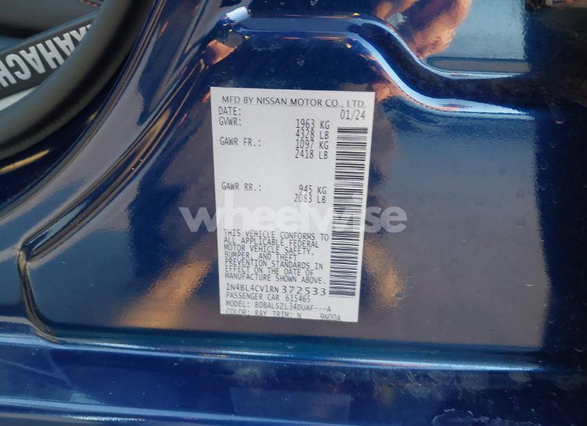 Photo 9 of 2024 Nissan Altima SR FWD (VIN 1N4BL4CV1RN372533)