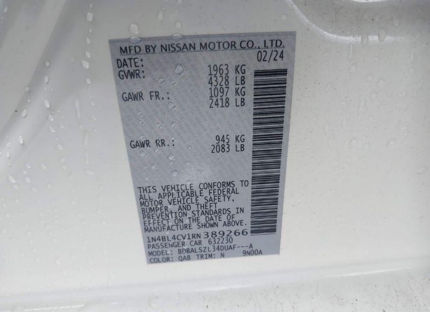 Photo 9 of 2024 Nissan Altima SR FWD (VIN 1N4BL4CV1RN389266)