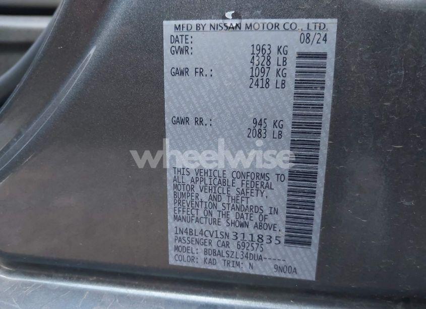 Photo 9 of 2025 Nissan Altima SR FWD (VIN 1N4BL4CV1SN311835)