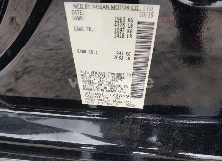 Photo 9 of 2020 Nissan Altima SR FWD (VIN 1N4BL4CV2LC172859)