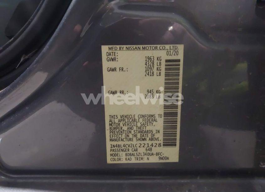 Photo 9 of 2020 Nissan Altima SR FWD (VIN 1N4BL4CV2LC221428)