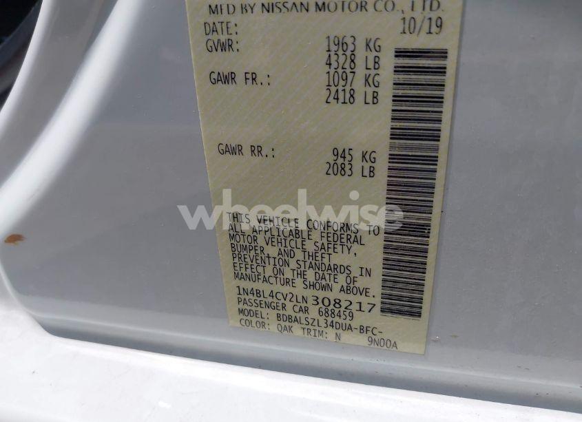 Photo 9 of 2020 Nissan Altima SR FWD (VIN 1N4BL4CV2LN308217)