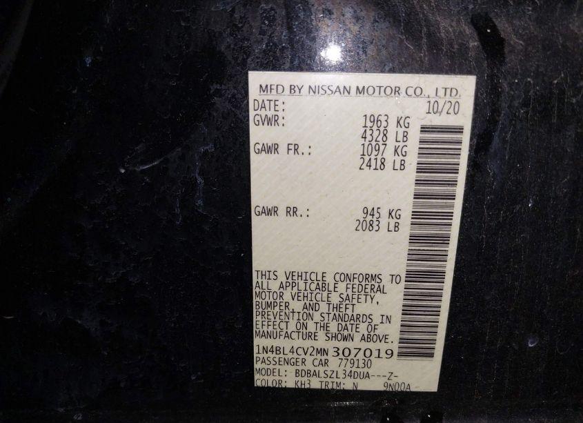 Photo 9 of 2021 Nissan Altima SR FWD (VIN 1N4BL4CV2MN307019)