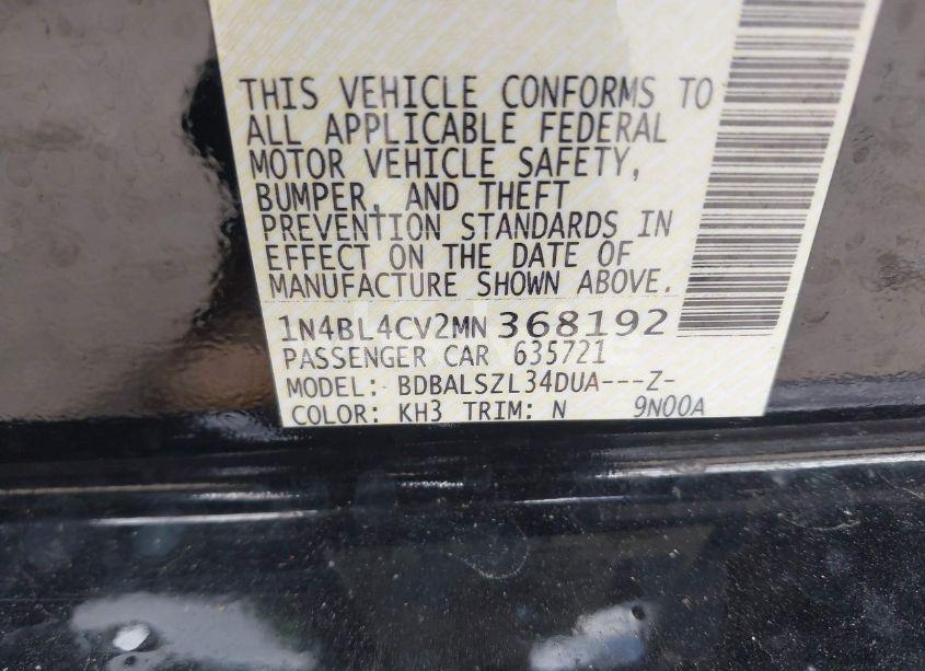 Photo 9 of 2021 Nissan Altima SR FWD (VIN 1N4BL4CV2MN368192)