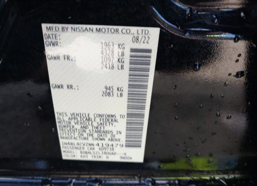 Photo 9 of 2022 Nissan Altima SR FWD (VIN 1N4BL4CV2NN419479)