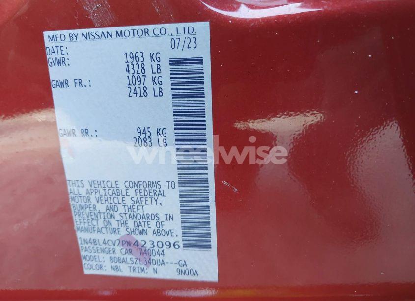 Photo 9 of 2023 Nissan Altima SR FWD (VIN 1N4BL4CV2PN423096)