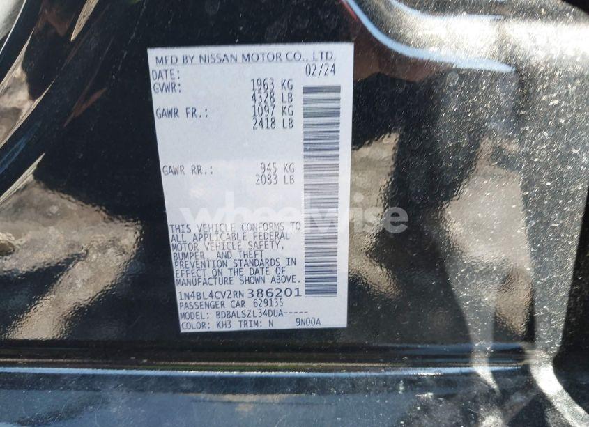 Photo 9 of 2024 Nissan Altima SR FWD (VIN 1N4BL4CV2RN386201)