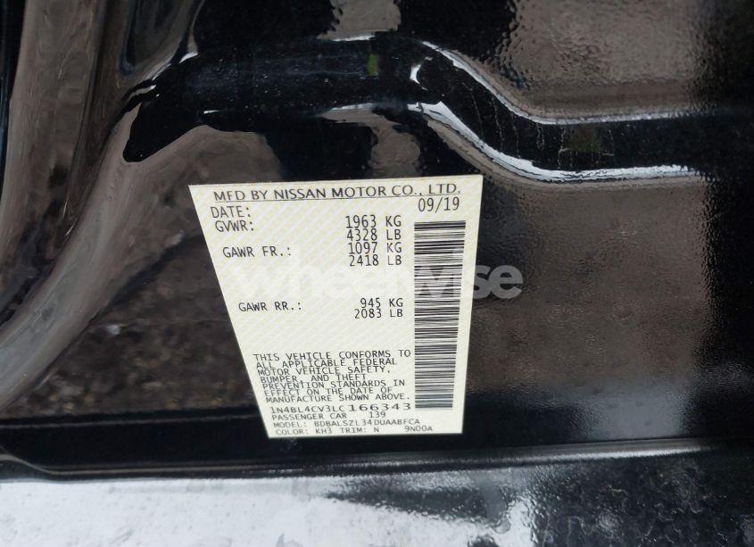 Photo 9 of 2020 Nissan Altima SR FWD (VIN 1N4BL4CV3LC166343)