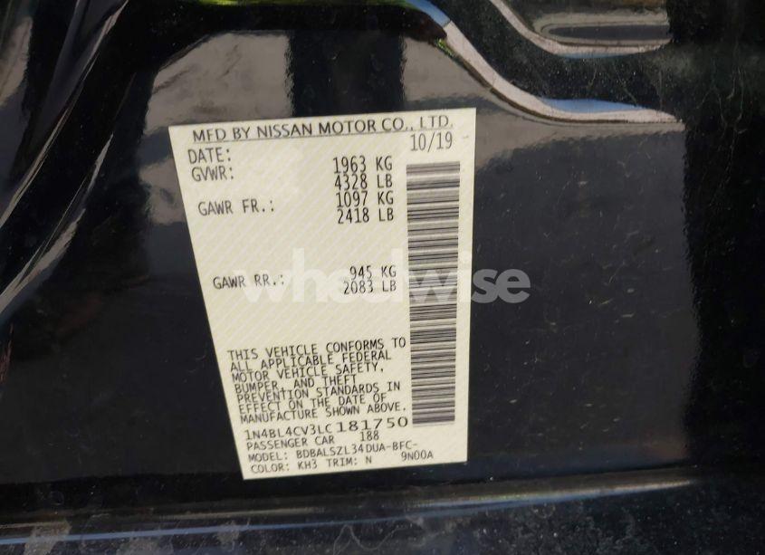 Photo 9 of 2020 Nissan Altima SR FWD (VIN 1N4BL4CV3LC181750)