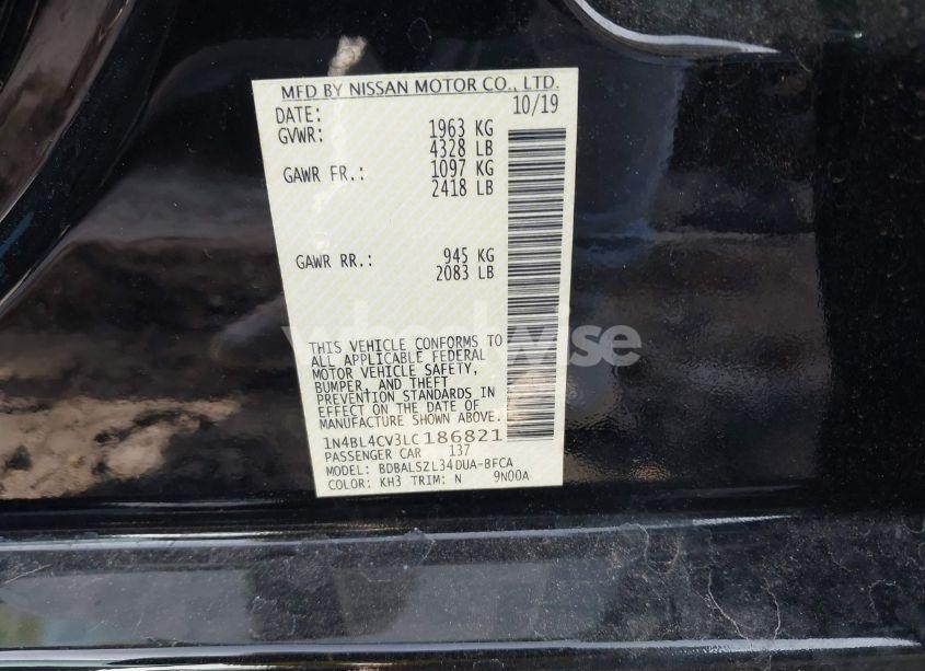 Photo 9 of 2020 Nissan Altima SR FWD (VIN 1N4BL4CV3LC186821)