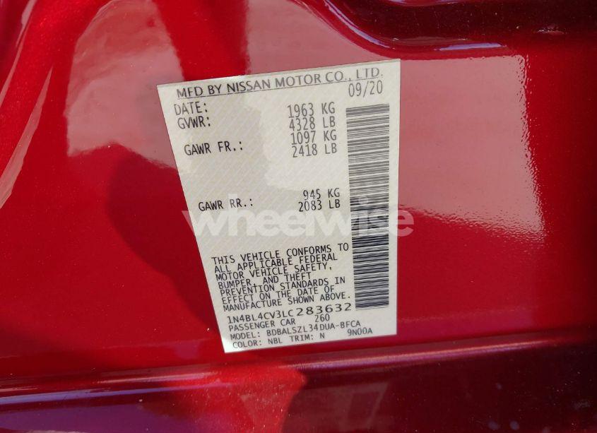 Photo 9 of 2020 Nissan Altima SR FWD (VIN 1N4BL4CV3LC283632)